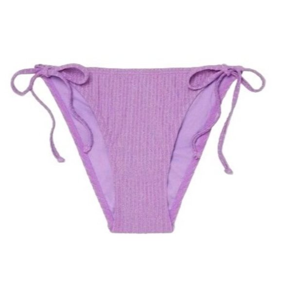 Xhilaration Juniors' Metallic Ribbed Cheeky String Bikini Bottom Purple XS S XL - Picture 3 of 10